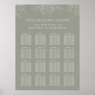 Elegant Olive Branch Italy Wedding Seating Chart