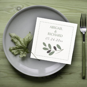 Elegant Olive branch Mediterranean charm wedding Napkin