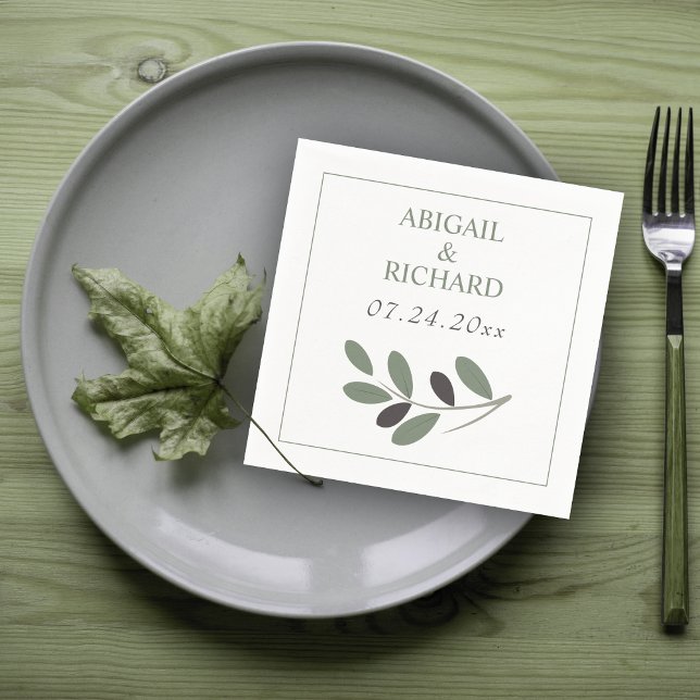 Elegant Olive branch Mediterranean charm wedding Napkin (Creator Uploaded)