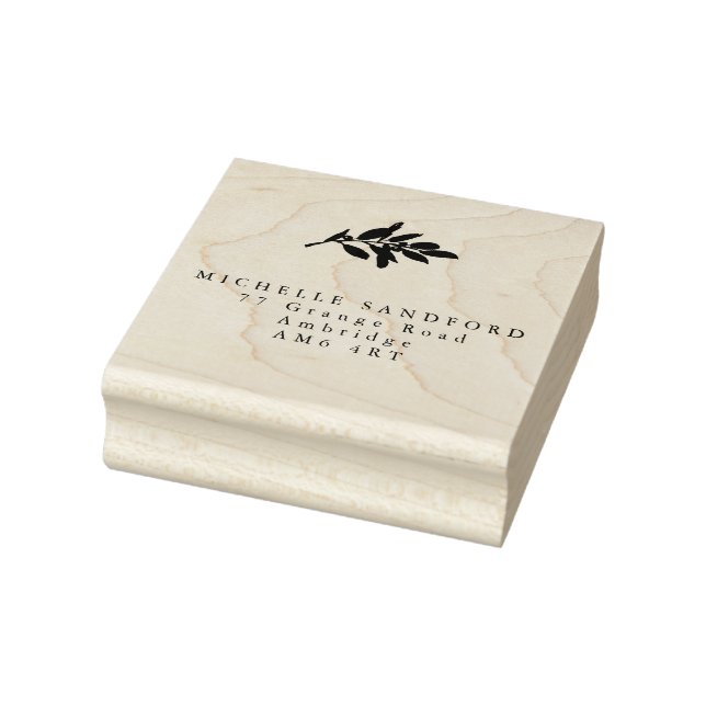 Elegant Olive Branch Return Address Rubber Stamp (Stamp)