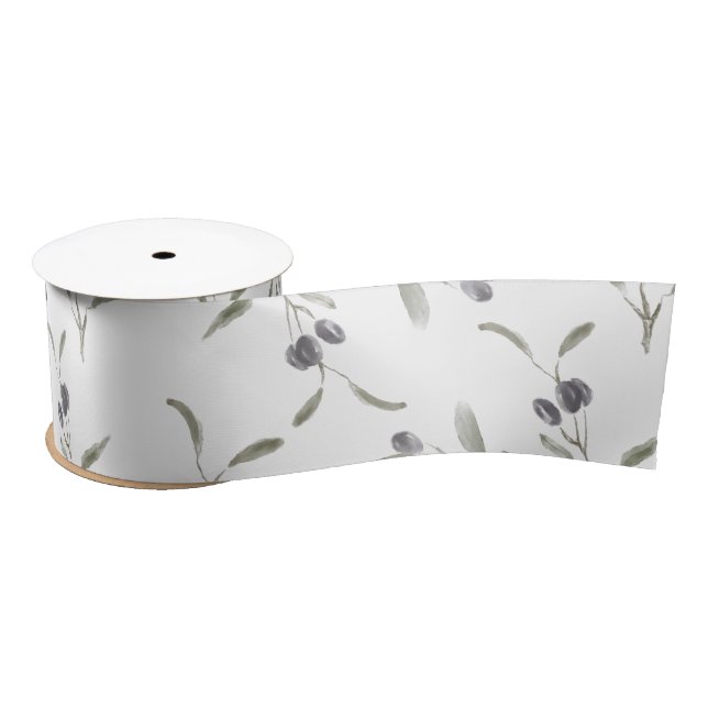 Elegant Olive Branch Satin Ribbon (Spool)