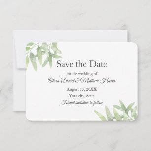Elegant Olive Branch. Simple wedding Save the Date RSVP Card