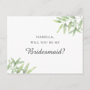 Elegant Olive Branch. Will you be my bridesmaid Postcard