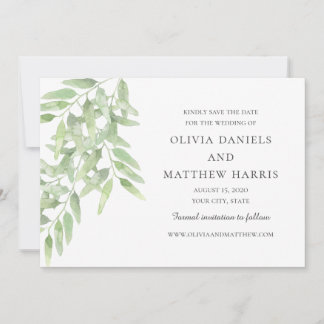 Elegant Olive Branches. Botanical simple wedding Save The Date