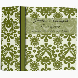 Elegant olive damask school memory avery binder