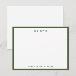 Elegant Olive Green border flat  Thank You Card