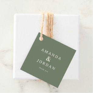 Elegant Olive Green Calligraphy Favour Tags