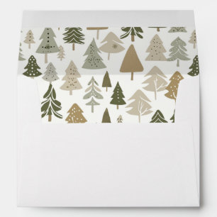 Elegant Olive Green Christmas Trees Pattern Envelope
