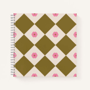 Elegant Olive Green & Cream Geometric Notebook