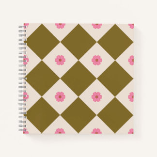 Elegant Olive Green & Cream Geometric Notebook