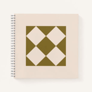Elegant Olive Green & Cream Geometric Notebook