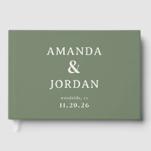 Elegant Olive Green Minimalist Guest Book