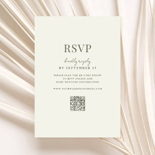 Elegant Olive Green Modern Wedding RSVP Card