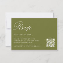Elegant Olive Green Old Money QR Code Wedding