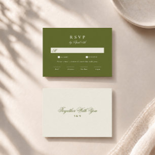 Elegant Olive Green Old Money Wedding RSVP Card