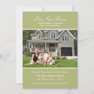 Elegant Olive Green Our New Home Photo Announcement
