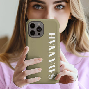 Elegant Olive Green personalized name simple  iPhone 13 Pro Max Case