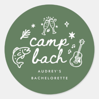 Elegant Olive Green Script Camp Bachelorette Classic Round Sticker
