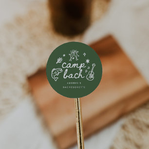 Elegant Olive Green Script Camp Bachelorette Classic Round Sticker