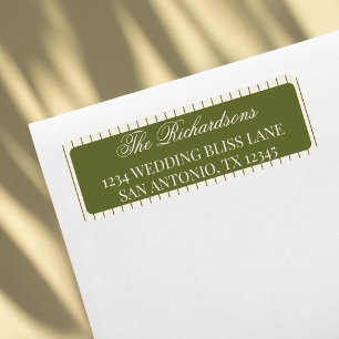 Elegant Olive Green Stripes Wedding Return Address