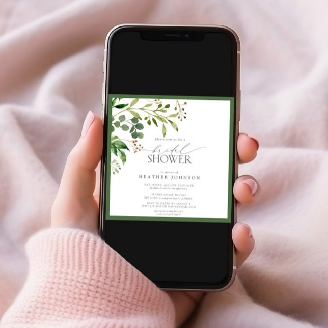 Elegant Olive Green Watercolor Bridal Shower Invitation (Creator Uploaded)