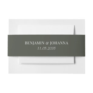 Elegant Olive Green Wedding Custom Invitation Belly Band