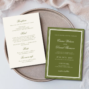 Elegant Olive Green Wedding Invitation