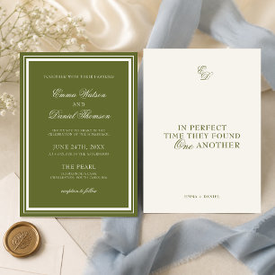 Elegant Olive Green Wedding Invitation