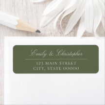 Elegant Olive Green Wedding Return Address Label