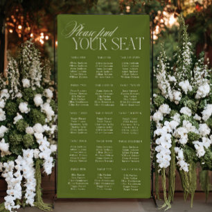 Elegant Olive Green Wedding Seating Chart Vinil Banner