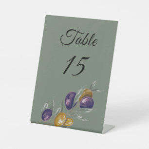Elegant Olive Green Wedding Table Number Pedestal Sign