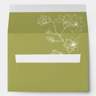 Elegant Olive Green & White Floral Wedding Envelope