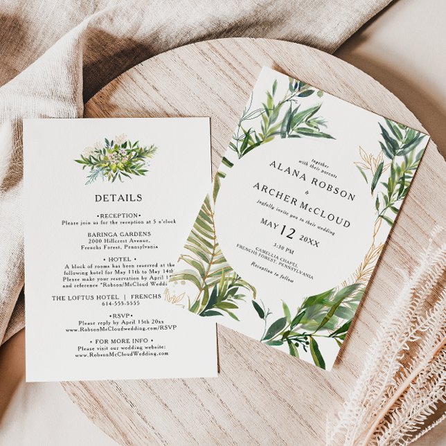 Elegant Olive Greenery All In One Invitation (Creator Uploaded)