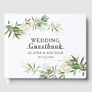 Elégant Olive Greenery Livre d'invité Mariage