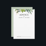 Elegant Olive Greenery Wedding Advice Card<br><div class="desc">This elegant olive greenery wedding advice card is perfect for your modern summer boho wedding. It is designed with watercolor emerald green and sage-coloured leaves,  touches of botanical gold,  and simple black vintage typography. All these elements combine for a beautiful bohemian feel.</div>