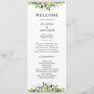 Elegant Olive Greenery Wedding Program