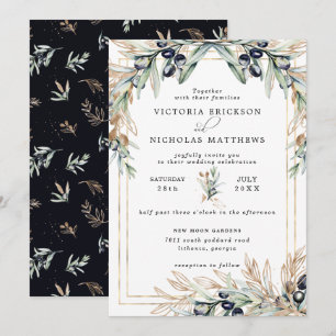 Elegant Olive Grove   Boho Botanical Invitation
