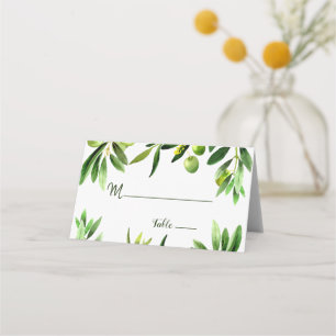 Elegant Olive Leaf Boho Garden Place Card