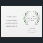 Elegant Olive Leaf Wreath Folded Wedding Program<br><div class="desc">Rustic and simple wedding program featuring watercolor floral illustration with olive branches wreath.  NOTE: You will need to fold them in half when they arrive.</div>