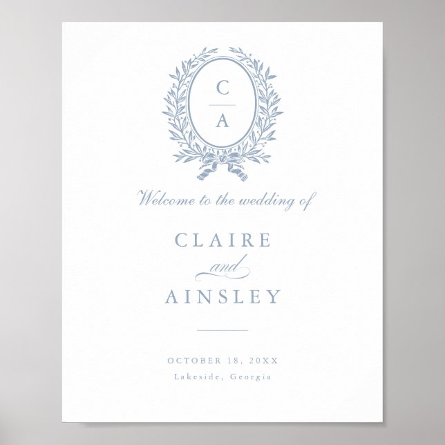 Elegant Olive Leaf Wreath Vintage Welcome Sign (Front)