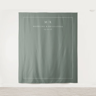 Elegant Olive Minimalist Initials Tapestry