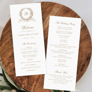 Elegant Olive Oak Vintage Wreath Gold Wedding Program