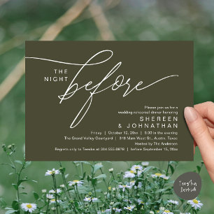 Elegant Olive Script Wedding Rehearsal Dinner Invitation
