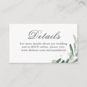 Elegant Olive Sprig Greenery Wedding Details Enclosure Card