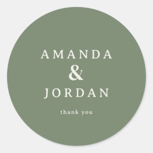 Elegant Olive Thank You Card Classic Round Sticker