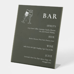 Elegant Olive wood Green Wedding Bar Sign