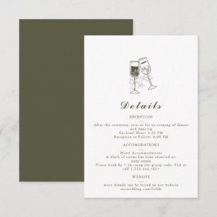 Elegant Olive wood Green Wedding Details Card