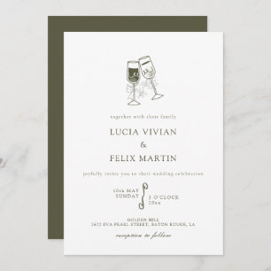 Elegant Olive wood Green Wedding Invitation