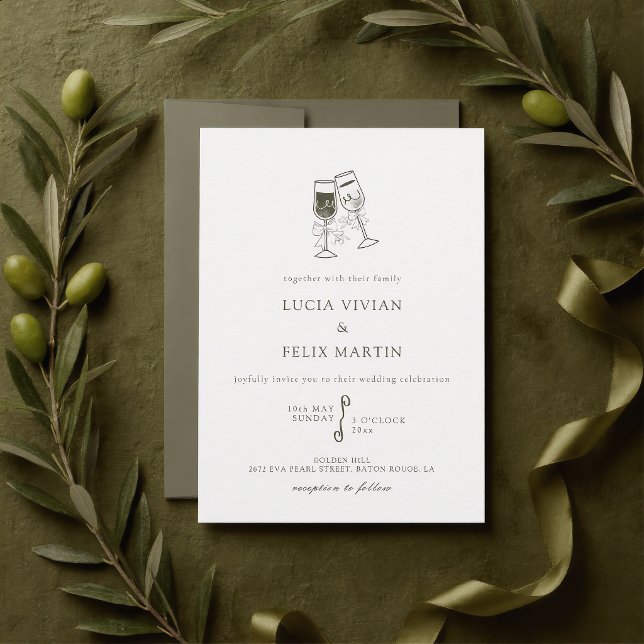 Elegant Olive wood Green Wedding Invitation (Creator Uploaded)