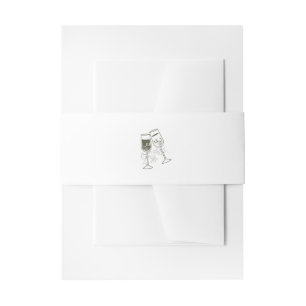 Elegant Olive wood Green Wedding Invitation Belly Band